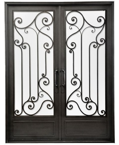 Wrought Iron Entry Door - Standard and Customized Size, Brown Color | Heavy-Duty, Water and Rust Resistant, Easy to Install and Operate