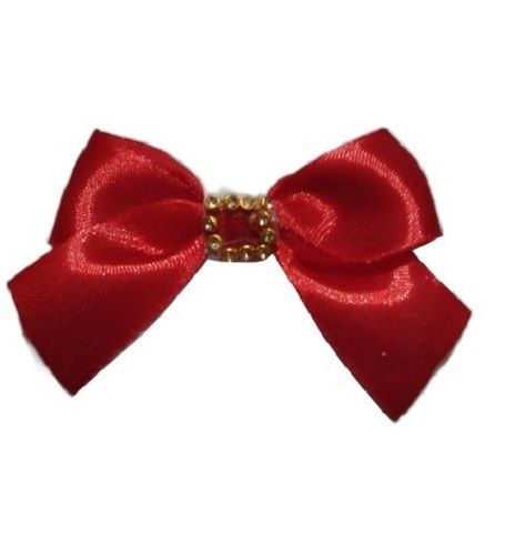 1 Inch Length Plain Red Satin Ribbon Bow For Decoration Purpose