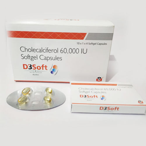 D3SOFT Cholecalciferol 60000 IU Softgel Capsules, 10x1x4 Blister