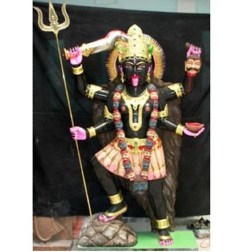 Handmade Customized Natural White Hindu Goddess Black Marble Kali Maa Statue