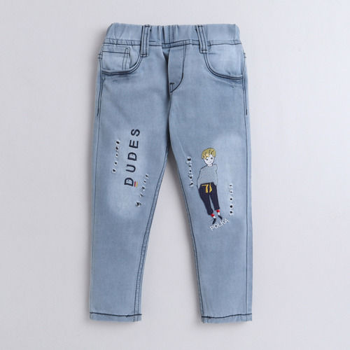 Kids Regular Fit Full Length Casual Wear Denim Jeans With Front And Back Side Pockets