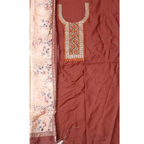 Ladies Art Fancy Embroidered Unstitched Cotton Suit For Casual Wear