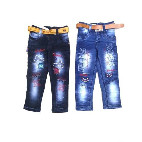 Multi-Color High Waisted Stretchable Full Length Denim Jeans For Kids