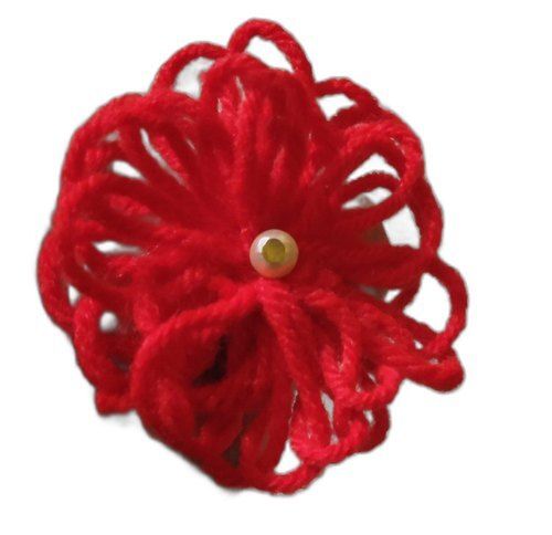 Woolen Material Red Color Handmade Woolen Artificial Flower For Decor Uses