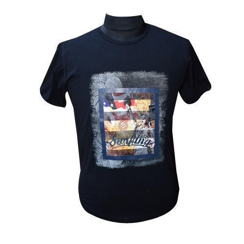 कैज़ुअल वियर हाफ स्लीव्स राउंड नेक प्रिंटेड प्योर कॉटन फ़ैब्रिक पुरुषों की टी-शर्ट 