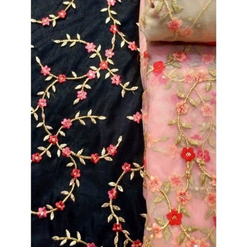 Unicolor Designer Embroidered Organza Fabrics