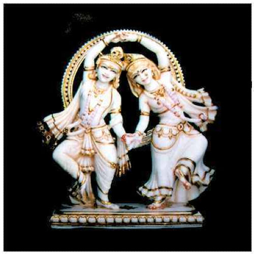 Hindu God Radha Krishna Dancing Marble Statue