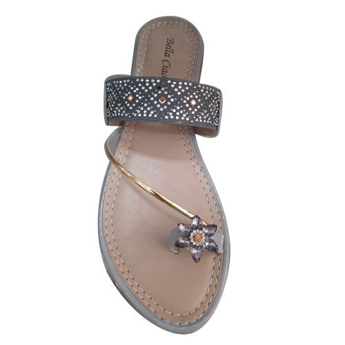 Leather Ladies Slip Resistance Casual Wear And Flip Flop Brown Fancy Slipper