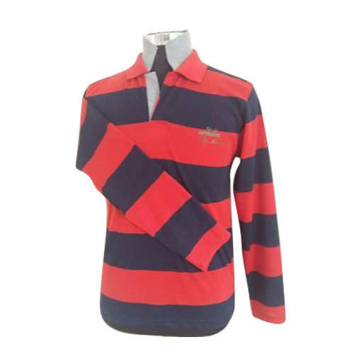 Multi Color Pure Cotton Fabric Polo Neck Full Sleeves Casual Wear Men'S T-Shirts 