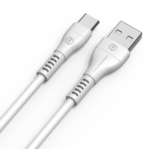 White Color 1mtr Length 2.4a Type C USB Data Cable For All Mobile Phones - PVC Material, 1Mtr Size, Black Color, Type-C Interface