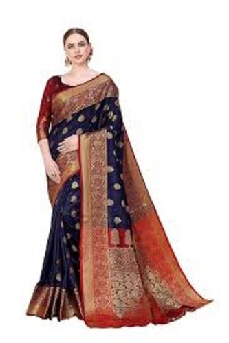 Party Wear Cotton Silk Blue Sarees