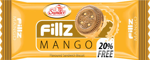 Round Mango Flavoured Sandwich Cream Biscuit