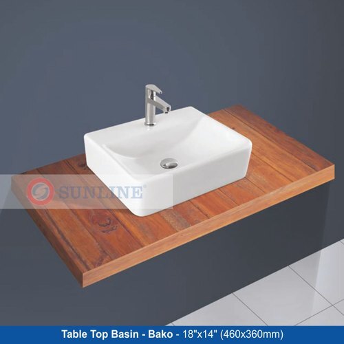 Ceramic Table Top Basin - 460x360mm | Easy Installation, Scratch Resistant, Elegant Look, Easy To Clean, Plain Finish