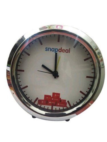 Round Shaped 155x155mm Size Analog Polish Finish Promotional Table Clock