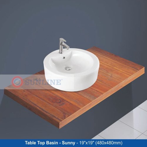 Crack Resistant Round Ceramic Table Top Wash Basin - 480x480mm | Eco Friendly, Scratch Resistant, Easy Installation, Polished Finish
