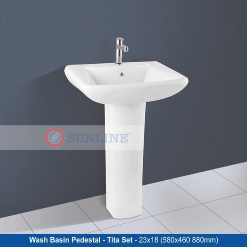 Ceramic Pedestal Wash Basin - 23x18 Inch | Eco Friendly, Scratch Resistant, Polished Finish, Easy Installation, Reliable Nature, Long Life Span