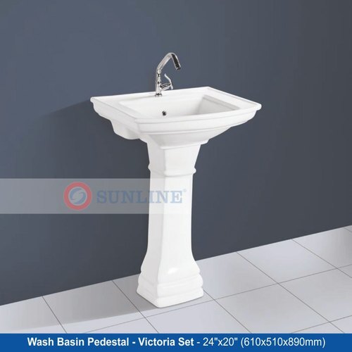 White Ceramic Pedestal Wash Basin 24X20 Inch - Feature: Easy Installation