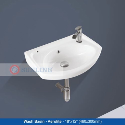 Aerolite Ceramic Wash Basin - 460x300mm | Easy Installation, Scratch Resistant, Eco Friendly, Polished Finish, Wall Mounted Design
