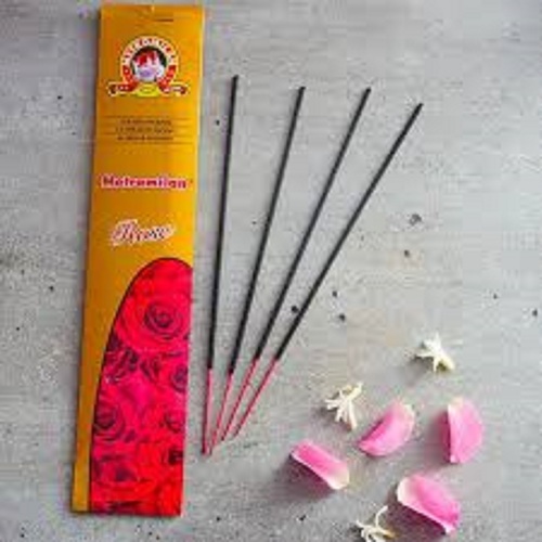 Incense Sticks - 100% Pure Rose Fragrance 12 Inch Eco-Friendly Black Round Sticks | Includes Incense Holder Perfect for Temple Use