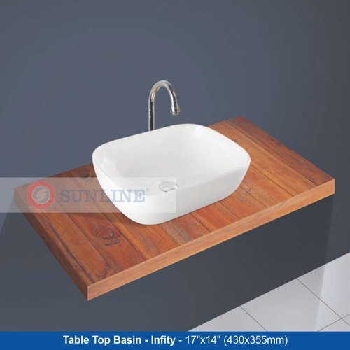 Ceramic Table Top Basin - 430x355 mm, Elegant White Design, Easy to Clean, Crack Proof, Scratch Resistant, One Piece Structure