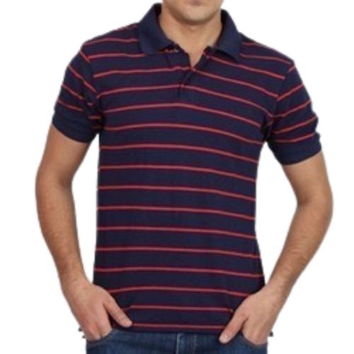 Multi Color Striped Design Short Sleeves Polyester Material T Shirts For Men