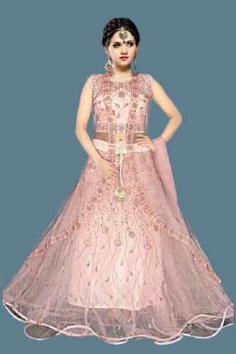 Sleeveless Stitched Round Neck Women Embroidered Net Gown For Wedding Wear Application: Commercial & Industrial