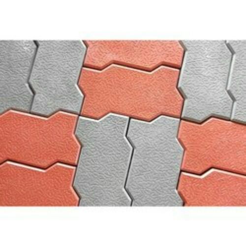 Zig Zag Red And Grey Interlocking Cement Paver Blocks For Outdoor Pavement and Parking Flooring