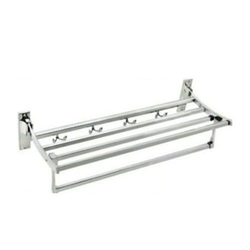 24 Inch Rectangular Polished Stainless Steel Towel Rack For Bathroom