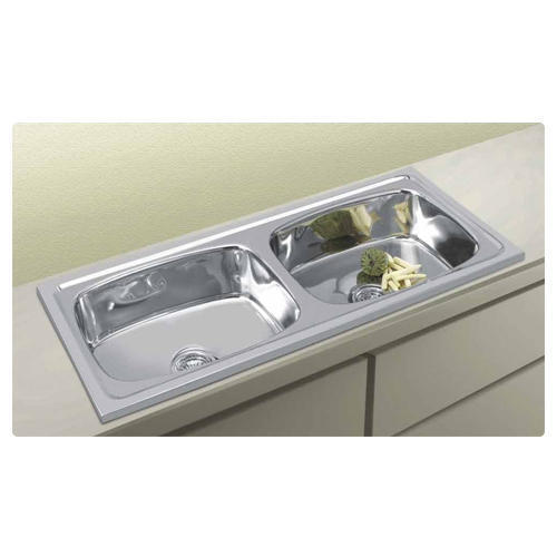 Easy To Clean Satin Finish Stainless Steel Rectangular Double Bowl Kitchen Sink