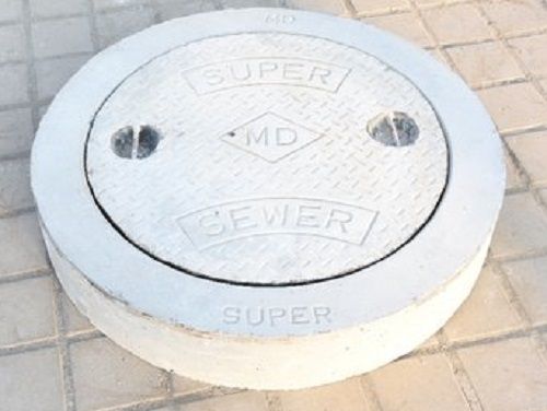 Heavy Duty Long Lasting Grey Round Construction Concrete Manhole Cover Dimensions: 5-8 Millimeter (Mm)