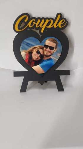 White And Red Heart Photo Frame - Solid Wood, 1-4mm Thickness | Beautiful Design, Table Top Mounting, Elegant Black Frame