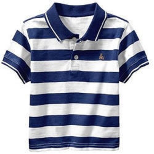 Short Sleeves Striped Pattern Cotton Polo Neck T Shirt For Boys Age Group: 8-14 Years