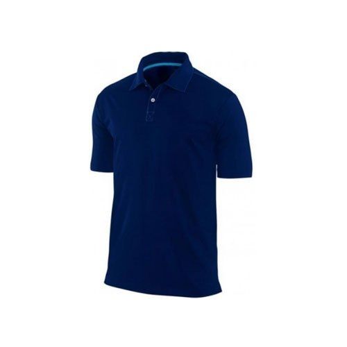 Blue Comfortable And Breathable Polo Neck Casual Cotton T Shirts For Mens