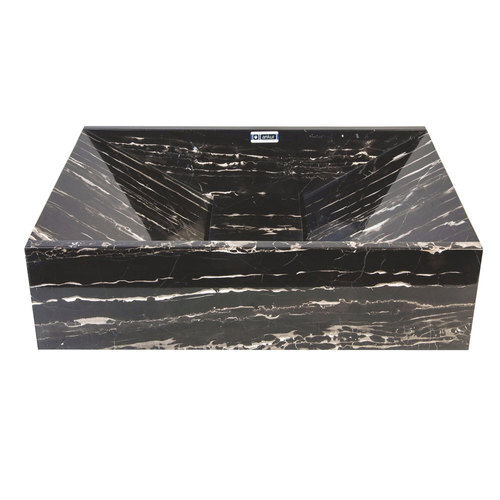 Black Portoro Marble Kitchen Sink - 400x550 mm | Elegant Look, Scratch Resistant, Easy To Clean, Skin Friendly, Table Top Installation