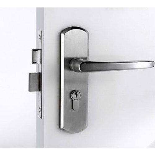 Silver Rectangular Shape Matter Finish Stainless Steel High-Security Door Handle Lock