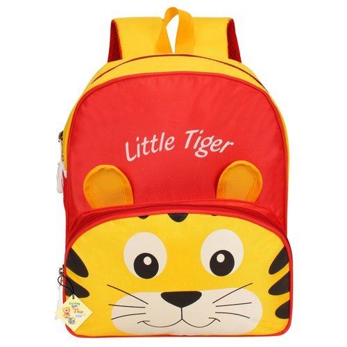 Red And Yellow Nylex Fabric Pu Little Tiger Toy School Bag With 2 Straps