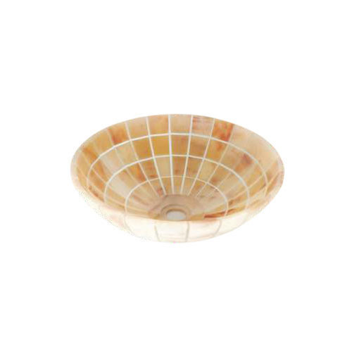 Honey Onyx Marble Kitchen Sink - 400 mm Diameter, Round Shape | Polished Finish, Scratch Resistant, Easy Installation