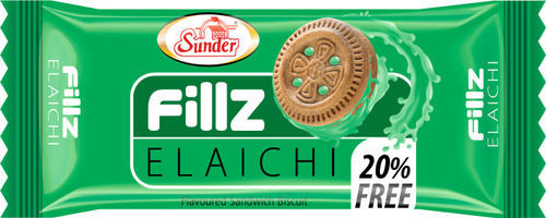  Sunder Fillz Elaichi बिस्किट 40g पैक 9 महीने की शेल्फ लाइफ के साथ 