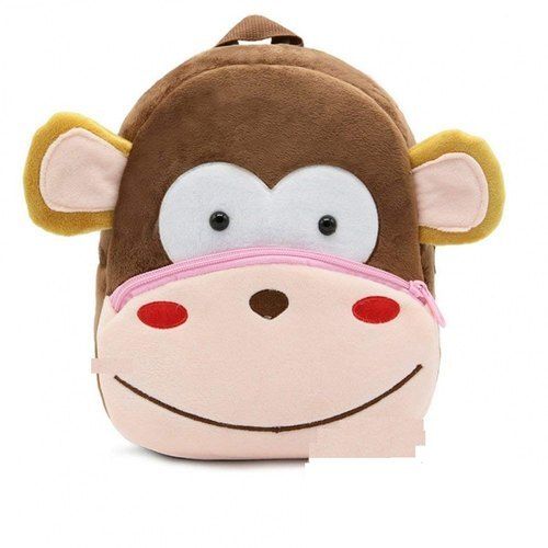 Zipper Closure Type Monkey Soft Nylex Fabric Kids Bag With 2 Straps