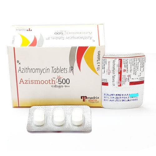 Azismooth-500 Azithromycin 500 Mg एंटीबायोटिक टैबलेट, 3x10 ब्लिस्टर