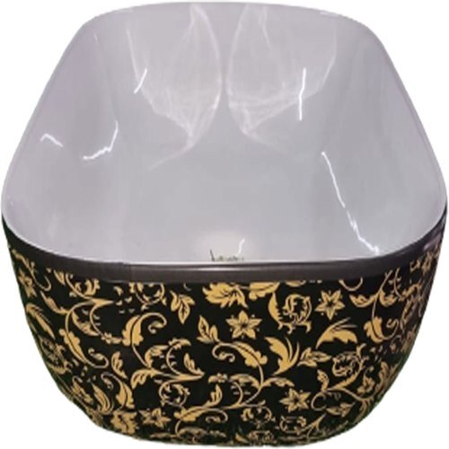 Almighty Art - Eco Friendly New Ceramic Oval Wash Basin 18x13 Inch | Scratch Resistant, Polished Finish, Floral Print Design, Easy to Install, Long Life Span