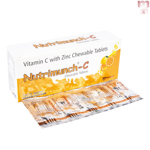 NUTRIMUNCH-C Vitamin C With Zinc Chewable Tablet, 10x10 Alu Alu