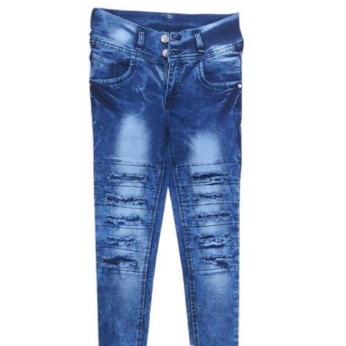 Casual Wear Stretchable Ripped Pattern Comfortable Denim Jeans For Girls