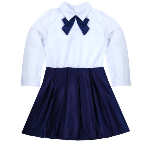 Multi Color Pure Cotton Material Girls School Uniform Set Collar Style: Classic