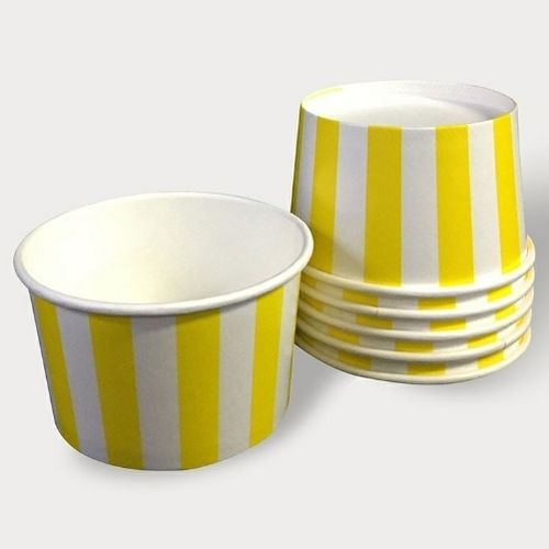 White And Yellow Round Disposable Paper Cups For Coffee And Tea