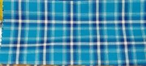 काला सांस लेने योग्य और हल्के वजन वाला नीला चेकर शुद्ध कॉटन टवील फैब्रिक