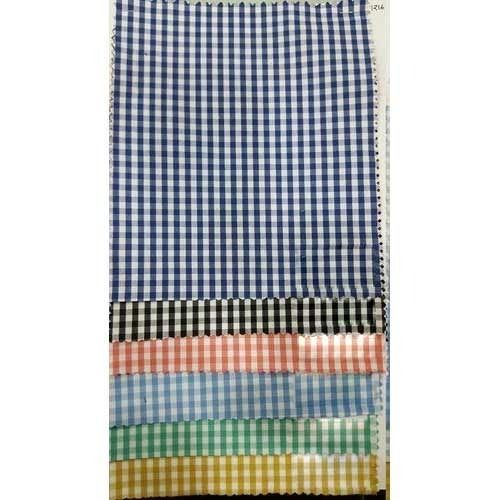 Breathable Light Weighted Pure Cotton Checkered Woven Shirting Fabric