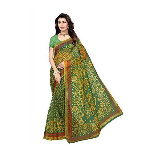 6.3 Meter Kota Saree For Party Wear, Yellow And Green