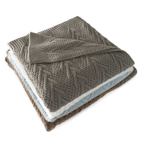 100% Acrylic Machine Washable Super Warm Chunky Knit Throw Blanket 