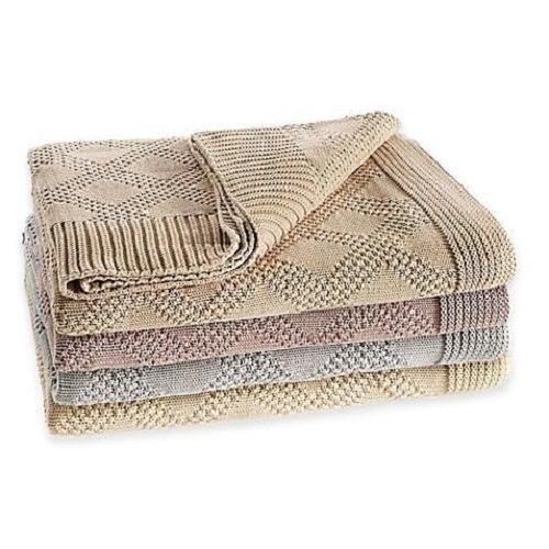 100% Cotton Multi Color Diamond Knit Pattern Throw For Winter 